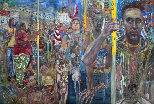 Monster On The Train, 48" x 72", Oil on canvas, 2017